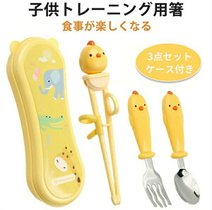 箸 子供 トレーニング 矯正箸 食洗機 ステンレス鋼 トレーニング 食器 練習用食器 ベビー 子ども 用 箸 スプーン フォーク 3点セット 収納ケース付き 出産祝い プレゼント