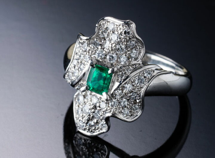 楽天市場】Pt900 エメラルド リング 指輪 ダイヤモンド ダイヤ  