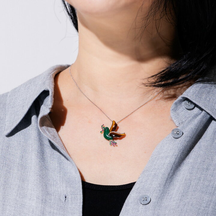 楽天市場】【母の日クーポン】 K18WG 鳥 ネックレス ダイヤモンド  