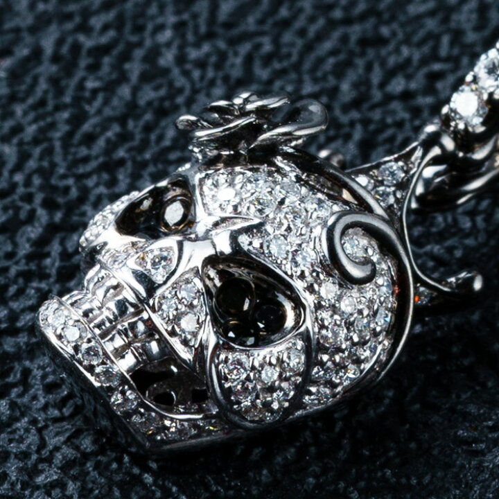 楽天市場】【母の日クーポン】 K18WG スカル ダイヤモンド ネックレス  