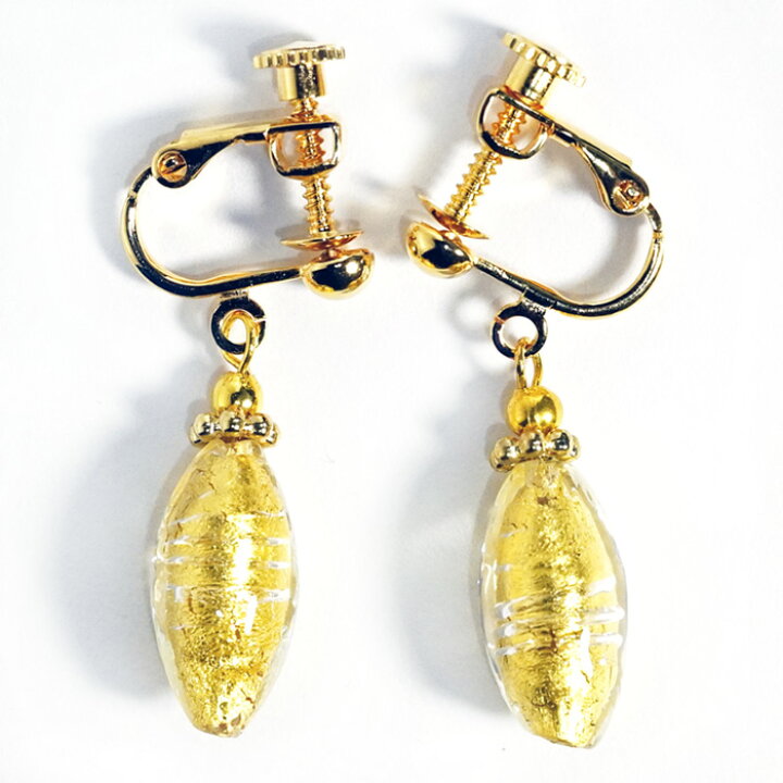 楽天市場】【イタリア製】 ベネチアングラス イヤリング オーバル  