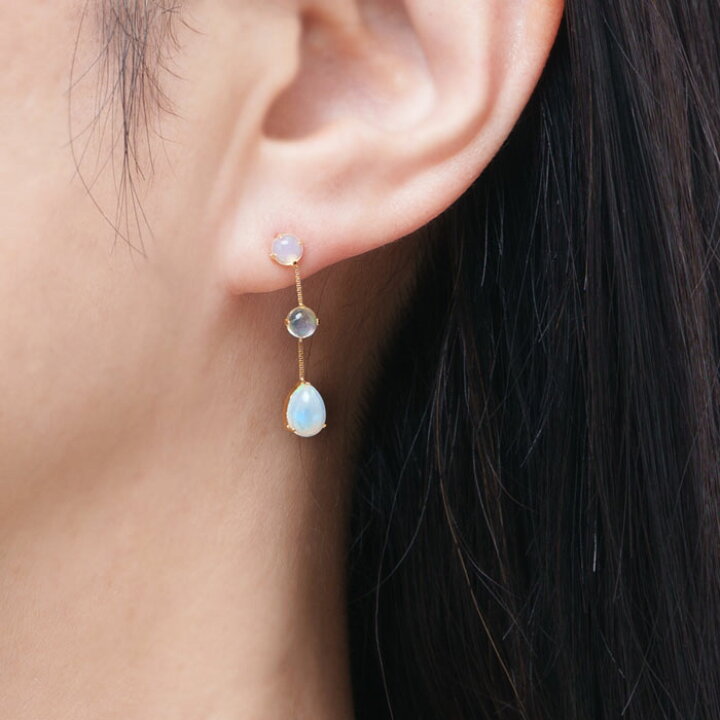 楽天市場】【最大50%OFF】 K18 天然 オパール ロングピアスピアス 3連 