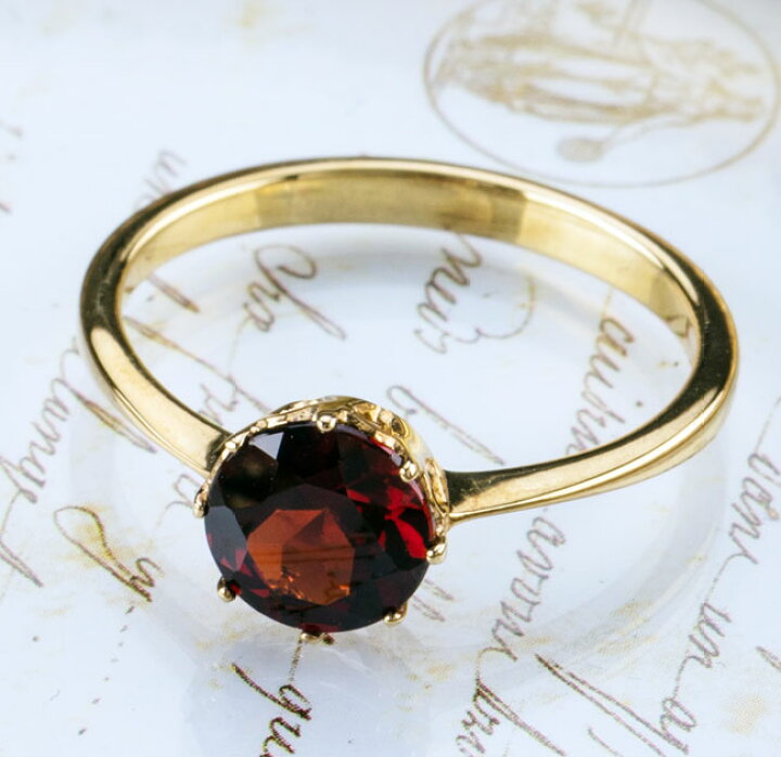 碌山 ロクザン リング ガーネット ダイヤ ダイヤモンド 10.5号 K14PG  