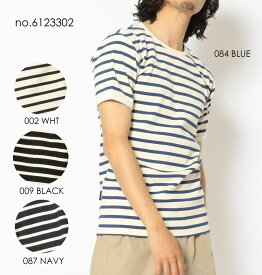 AVIREX　【アビレックス/アヴィレックス】　デイリー　リブ素材　クルーネックボーダー半袖Tシャツ　パックT　6123302