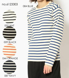 AVIREX　【アビレックス/アヴィレックス】　デイリー　リブ素材　クルーネックボーダー長袖Tシャツ　パックT　6123303