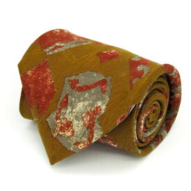 クリッツィアウォモ KRIZIA UOMO シルク イタリア製 ハンドメイド 総柄 イエロー シルク ブランド ネクタイ 送料無料 【中古】【良品】