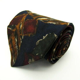 クレージュ COURREGES シルク イタリア製 ブランド 総柄 ブラック シルク ブランド ネクタイ 送料無料 【中古】【良品】