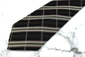 リョウコキクチ RYOKO KIKUCHI チェック柄 ブラック シルク ブランド ネクタイ 送料無料 【中古】【美品】