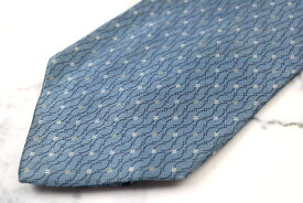 クリッツィア KRIZIA ドット柄 ブルー シルク ブランド ネクタイ 送料無料 【中古】【美品】