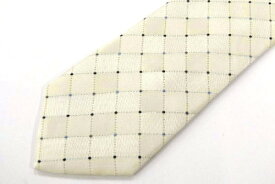 リョウコキクチ チェック柄 メンズ ネクタイ ベージュ 送料無料 【中古】【美品】