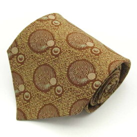 タケオキクチ TAKEO KIKUCHI シルク 丸柄 日本製 ドット柄 ブラウン シルク ブランド ネクタイ 送料無料 【中古】【良品】