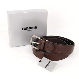 renoma レノマ ベルト 未使用 牛革 レザー ピンバックル 日本製 本革 ブランド 小物 メンズ ブラウン 【中古】