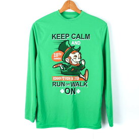 Keep Calm And Run ヴィンテージ古着 長袖Tシャツ スポーツウェア メンズ SMサイズ グリーン 【中古】