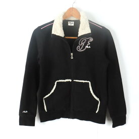 FILA フィラ スウェット スエット ボアブルゾン スポーツウエア レディース Mサイズ ブラック 【中古】