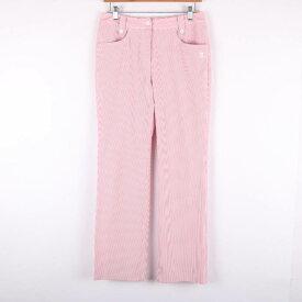 Munsing wear マンシングウェア ロングパンツ ストライプ ストレッチ ゴルフ スポーツウエア ボトムス レディース 11サイズ レッド 【中古】