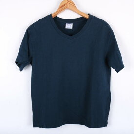 Champion チャンピオン 半袖Tシャツ 無地 Vネック スポーツウエア レディース Mサイズ ネイビー 【中古】