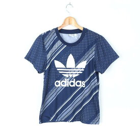 adidas アディダス 半袖Tシャツ トップス スポーツウエア ジムウエア レディース Sサイズ ネイビー 【中古】