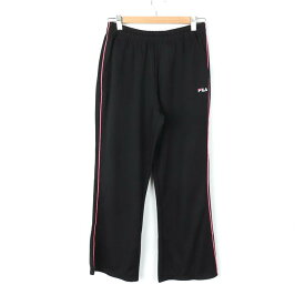 FILA フィラ ロングパンツ ジャージ サイドライン スポーツウエア 大きいサイズ レディース Oサイズ ブラック 【中古】