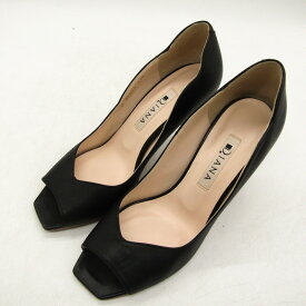DIANA ダイアナ パンプス オープントゥ ハイヒール ブランド シューズ 靴 日本製 黒 レディース 22.5サイズ ブラック 【中古】