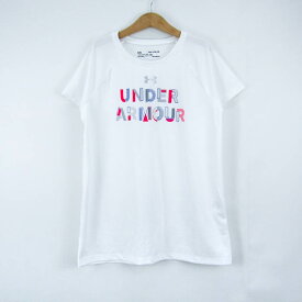 UNDER ARMOUR アンダーアーマー 半袖Tシャツ トップス ヒートギア ルーズ スポーツウエア キッズ 女の子用 YXLサイズ ホワイト 【中古】