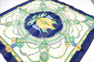 【期間限定60％OFF】ヴァッレヴェルデ スカーフ 総柄 シルク ブランド 小物 レディース ネイビー×ベージ…