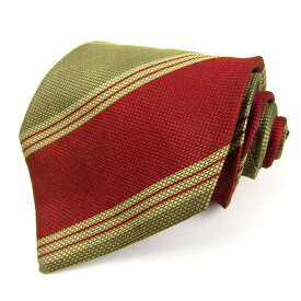 ポールスミス ネクタイ ブランド ワイドタイ ストライプ柄 シルク メンズ カーキ Paul Smith 【中古】