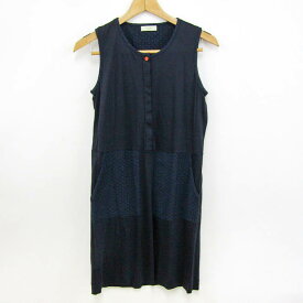 ポールスミス ノースリーブワンピース パンチングレース トップス レディース Mサイズ ネイビー Paul Smith 【中古】