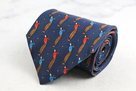 Les Copains レコパン ブランド ネクタイ ゴルフ 総柄 シルク イタリア製 PO メンズ ネイビー 【中古】