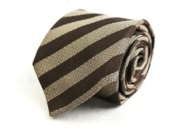 LUIGI BORRELLI ナポリ一流老舗 ルイジボレッリ ブランド ネクタイ ストライプ柄 シルク イタリア製 PO メンズ ブラウン 【中古】