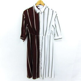 CECIL McBEE セシルマクビー ワンピース ストライプ トップス レディース Mサイズ ホワイト系/ブラウン系 【中古】