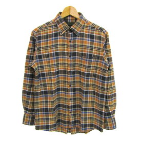【全品39％OFFクーポン8月4日20:00〜8月11日01:59まで】THE SCOTCH HOUSE スコッチハウス 長袖シャツ ネルシャツ コットン100% ブランド トップス メンズ Mサイズ ブラウン×ネイビー 【中古】