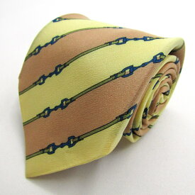 GUCCI グッチ ブランド ネクタイ オールドグッチ ストライプ柄 ベルト柄 シルク イタリア製 PO メンズ ベージュ 【中古】