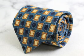 PAUL STUART ポールスチュアート ブランド ネクタイ 総柄 ドット スクエア柄 小紋柄 シルク 日本製 PO メンズ ネイビー 【中古】