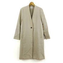 美品 IENA イエナ ラムウールノーカラーロングコート サイズ36 グレー 