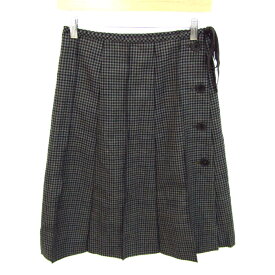Paul Smith ポールスミス PS プリーツスカート チェック柄 ウール ボトムス レディース 38サイズ グレー 【中古】