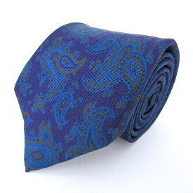 LUIGI BORRELLI ナポリ一流老舗 ルイジボレッリ ブランドネクタイ ペイズリー 幾何学模様 シルク 伊製 PO メンズ ネイビー 【中古】
