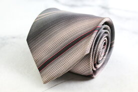 【全品39％OFFクーポン配布中】GUCCI グッチ ブランド ネクタイ クレスト紋章 ストライプ柄 シルク イタリア製 PO メンズ グレー 【中古】