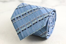 PAUL STUART ポールスチュアート ブランド ネクタイ シルク チェック柄 PO メンズ ブルー 【中古】