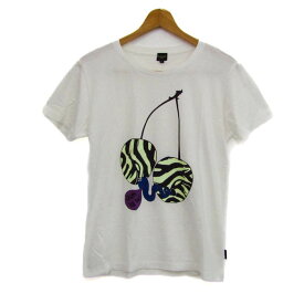 Paul Smith JEANS ポールスミスジーンズ 半袖Tシャツ トップス さくらんぼ グラフィックT コットン メンズ Sサイズ 白×青×黄 【中古】