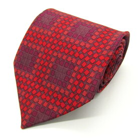 GUCCI グッチ ブランド ネクタイ 小紋柄 総柄 クレスト紋章 シルク イタリア製 PO メンズ レッド 【中古】