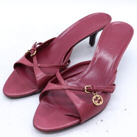 GUCCI グッチ ミュール サンダル GGロゴ レザー ブランド 靴 イタリア製 赤 レディース 36.5サイズ レッド 【中古】