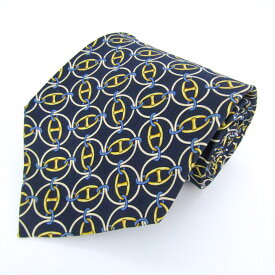 GUCCI グッチ ブランドネクタイ 総柄 ドット 格子柄 シルク イタリア製 PO メンズ ネイビー 【中古】