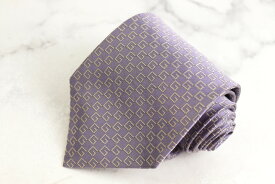 GUCCI グッチ ブランドネクタイ GG柄 総柄 格子柄 シルク イタリア製 PO メンズ パープル 【中古】