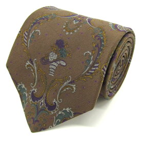 Christian Dior クリスチャンディオール ブランド ネクタイ 総柄 花柄 リーフ柄 シルク PO メンズ ブラウン 【中古】