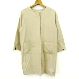 Simplicite シンプリシテェ ノーカラーコート ロングコート アウター レディース フリーサイズ ベージュ 【中古】