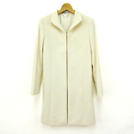 J&R ジェイアンドアール ロングコート アウター ジップアップ アンゴラ100% 日本製 レディース Sサイズ クリーム 【中古】