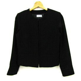 PLST プラステ ノーカラージャケット アウター フォーマル レディース Mサイズ ブラック 【中古】