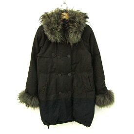 GRACE CONTINENTAL グレースコンチネンタル ダウンジャケット アウター ファー ダウンコート レディース 36サイズ グレー×紺 【中古】