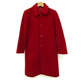 INED イネド ステンカラーコート アウター ロングコート カシミヤ混 レディース 2サイズ レッド 【中古】