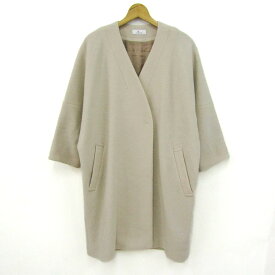 L'EQUIPE YOSHIE INABA レキップヨシエイナバ ノーカラーコート ロングコート アウター レディース 38サイズ ベージュ 【中古】